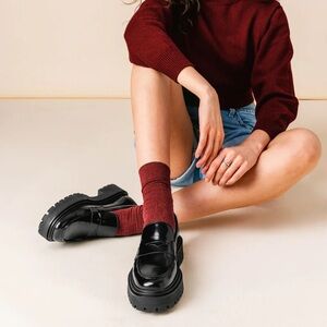 Thursday Boot Company Black Patent Chunky Penny Loafers - Women